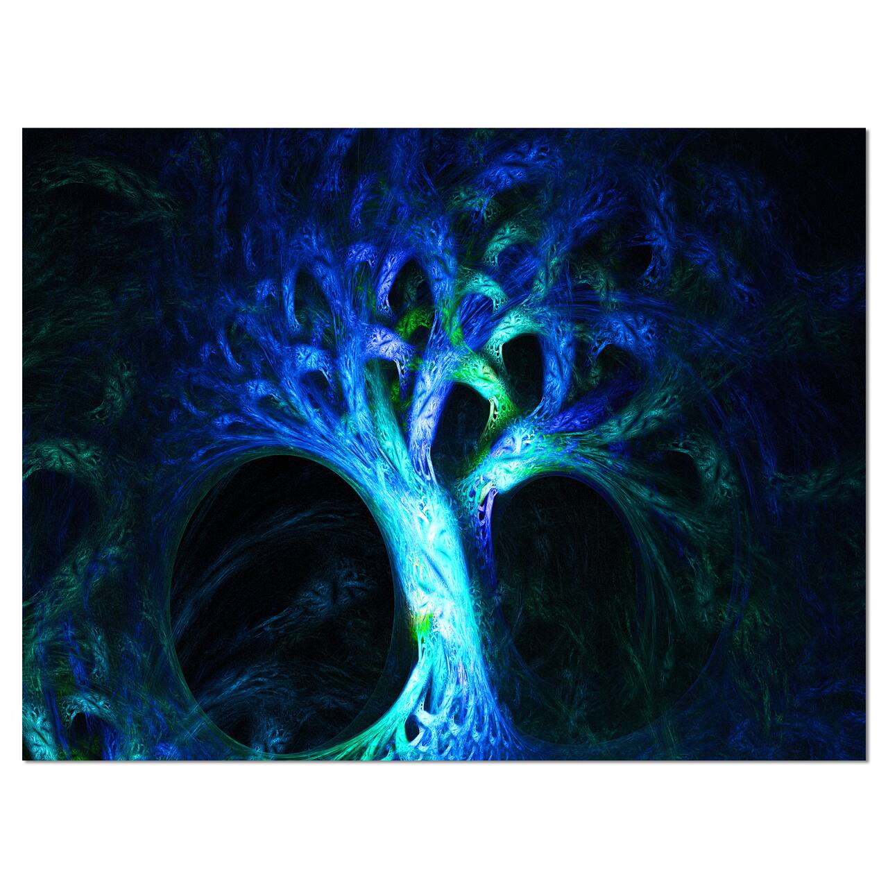Designart - Magical Blue Psychedelic Tree - Abstract Canvas Art Print